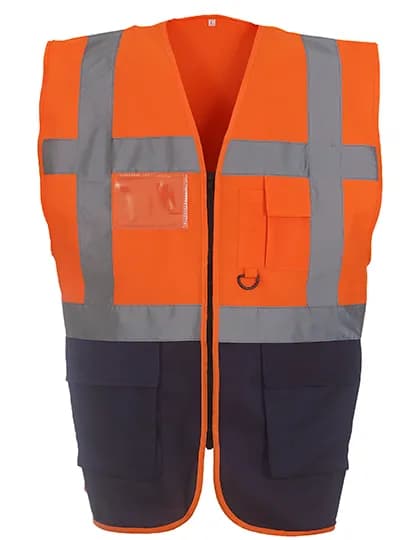 Multi-Functional Executive Waistcoat - Hi-Vis Orange/Navy