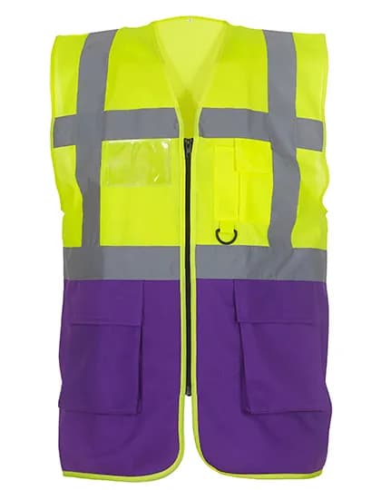 Multi-Functional Executive Waistcoat - Hi-Vis Yellow/Purple