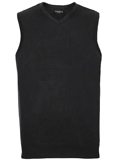 Mens V-Neck Sleeveless Knitted Pullover - Black