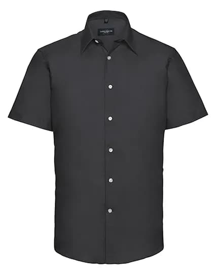 Mens Short Sleeve Tailored Oxford Shirt - Black