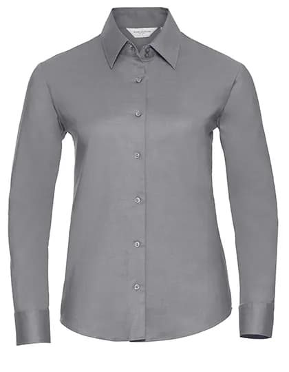 Ladies Long Sleeve Tailored Oxford Shirt - Silver