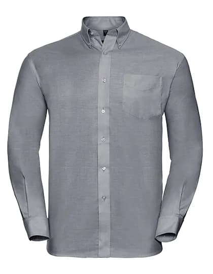 Mens Long Sleeve Classic Oxford Shirt - Silver