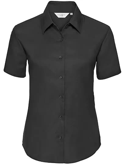 Ladies Short Sleeve Tailored Oxford Shirt - Black