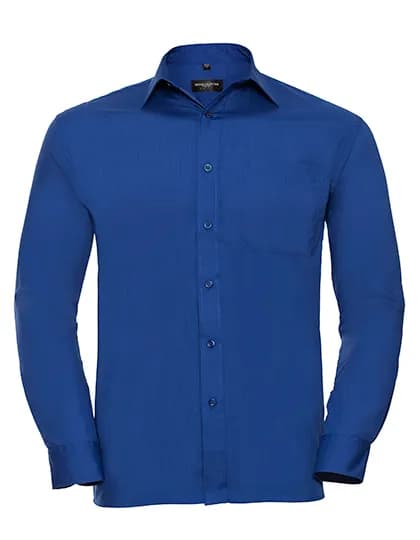 Mens Long Sleeve Classic Polycotton Poplin Shirt - Bright Royal