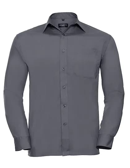 Mens Long Sleeve Classic Polycotton Poplin Shirt - Convoy Grey