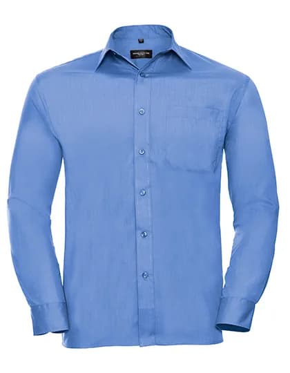 Mens Long Sleeve Classic Polycotton Poplin Shirt - Corporate Blue
