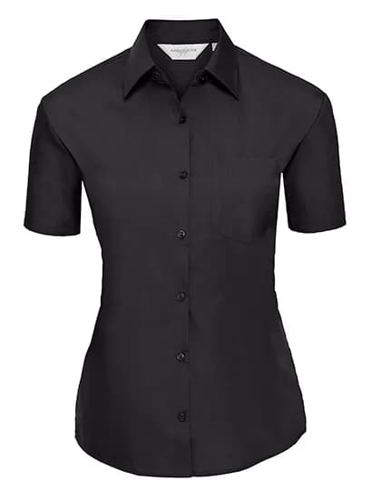 Ladies Short Sleeve Classic Polycotton Poplin Shirt - Black