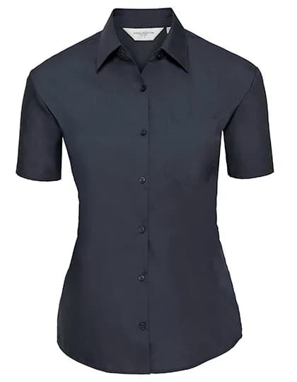 Ladies Short Sleeve Classic Polycotton Poplin Shirt - French Navy