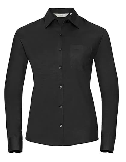 Ladies Long Sleeve Classic Pure Cotton Poplin Shirt - Black