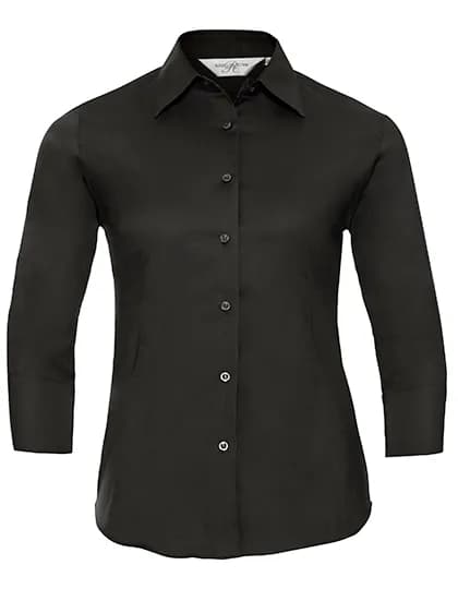 Ladies Long Sleeve Classic Pure Cotton Poplin Shirt - Black