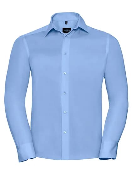 Mens Long Sleeve Tailored Ultimate Non-Iron Shirt - Bright Sky