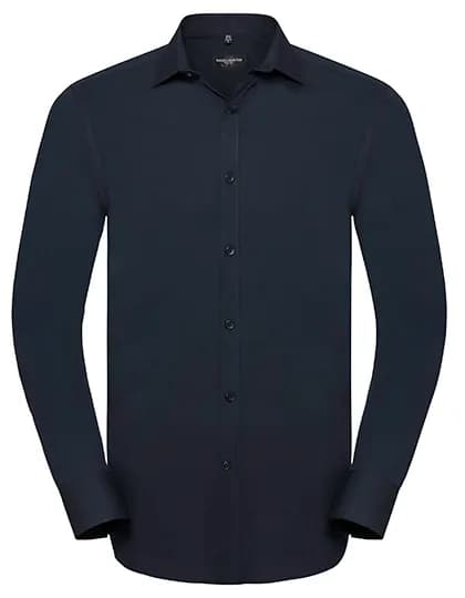 Mens Long Sleeve Fitted Ultimate Stretch Shirt - Bright Navy