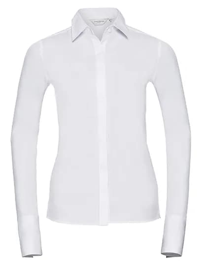 Ladies Long Sleeve Fitted Ultimate Stretch Shirt - White